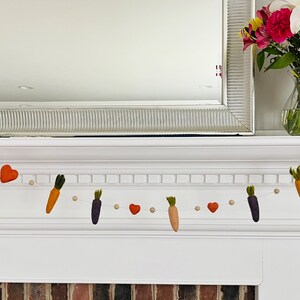 Wool Felt Carrot & Hearts Garland; adorable for Peter rabbit Birthday Parties, or adding unique decor