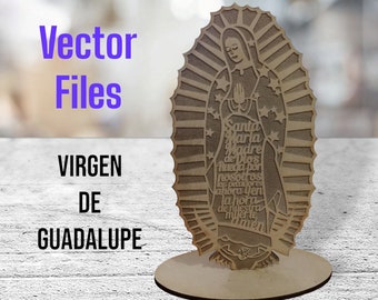 Virgen de Guadalupe CNC Vector Diseño para Corte y Grabado con Láser. Adorno para mesa