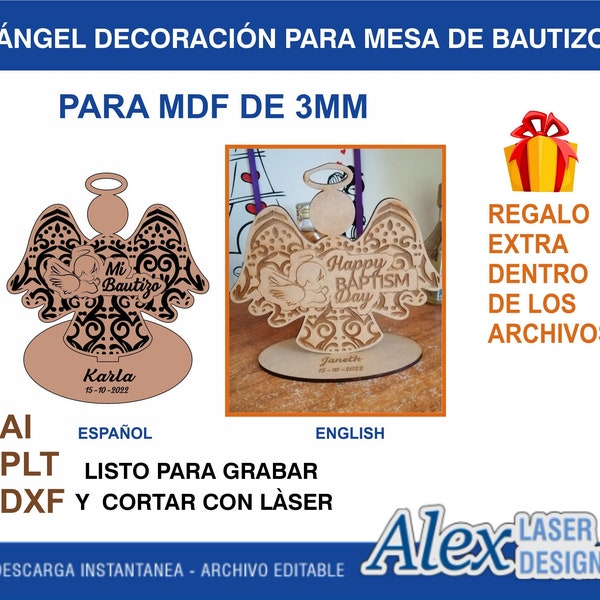 CNC Vector Angel Baptism Ornament for Laser Cutting and Engraving (extra gift inside the archives)