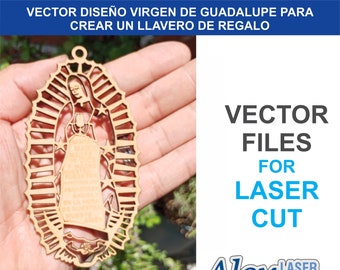 Diseño Vector Llavero Virgen de Guadalupe para Corte Láser
