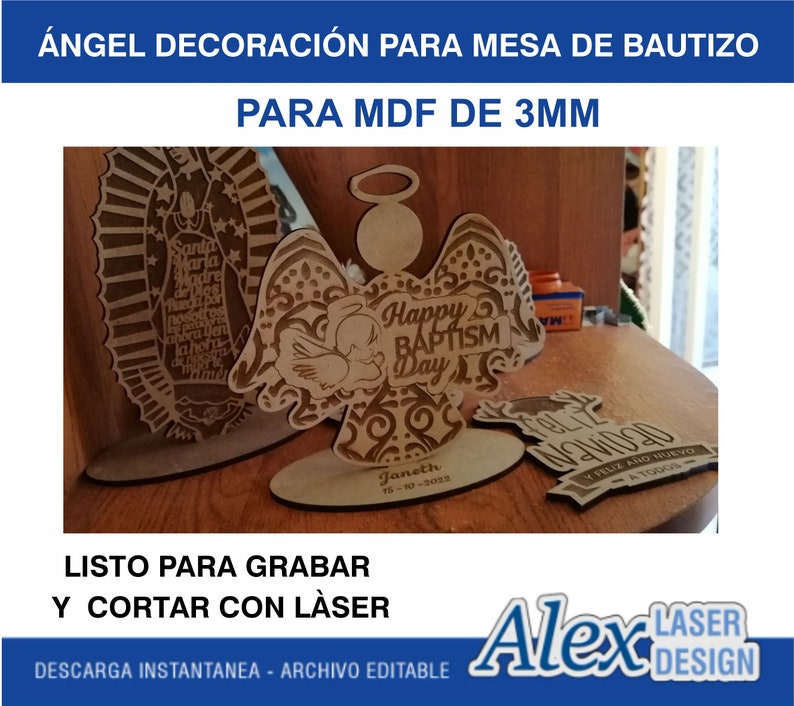 CNC Vector Angel Baptism Ornament for Laser Cutting and Engraving (extra gift inside the archives) image 3