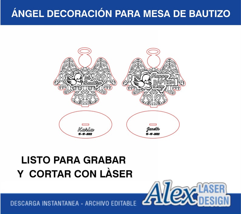 CNC Vector Angel Baptism Ornament for Laser Cutting and Engraving (extra gift inside the archives) image 2