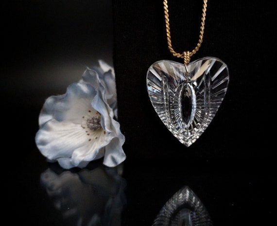 Waterford Crystal Heart Pendant With 12K Gold-Fil… - image 1