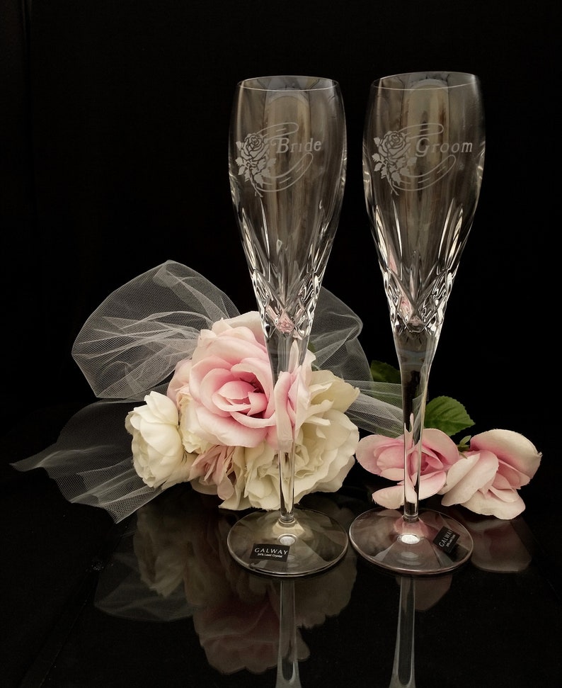 Galway Crystal Wedding Champagne Flutes Etsy