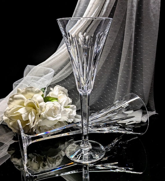 Waterford Crystal Millennium Series Love Toasting Champagne Flutes  Waterford Crystal Wedding Flutes- pair main image 0