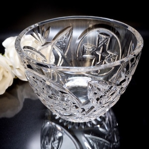 Vintage Cut Crystal Bowl With Crosses