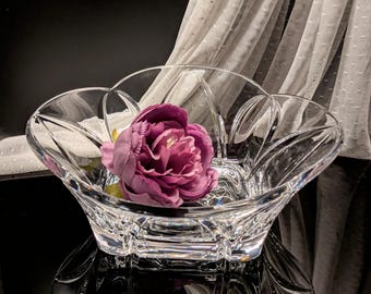Vintage Miller Rogaska Crystal Bowl: Large Etched Floral Salad