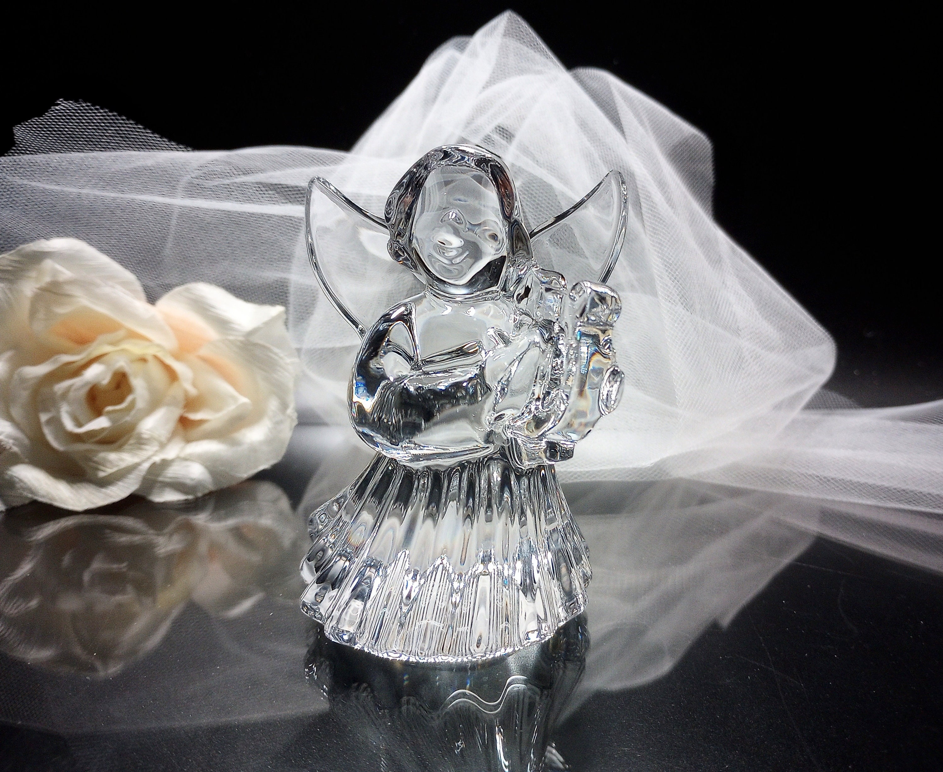 Baccarat Crystal Angel With Lyre Figurine - Etsy