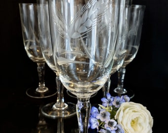 Vintage Crystal Stemware, Wheat Pattern, 13 Available