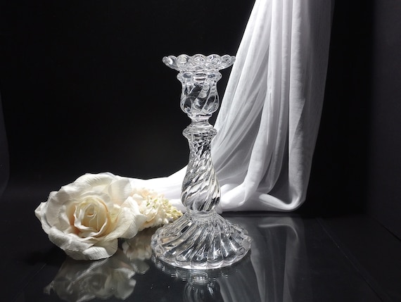 Baccarat Deposé Crystal Bambous 7-1/2-inch Candlestick (pre 1936