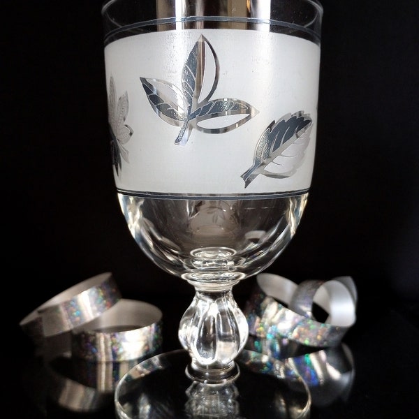 LIbbey Glass Company Silver Foliage Water Goblets, 8 Available