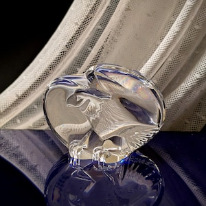 Steuben Crystal Eagle Hand Cooler, Lloyd Atkins 1983 Design, 2 Available