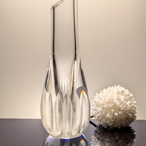 Vase Poire En Cristal Connemara Vert Taillé Main – Trèfle Irlandais, Pièce Unique Vintage