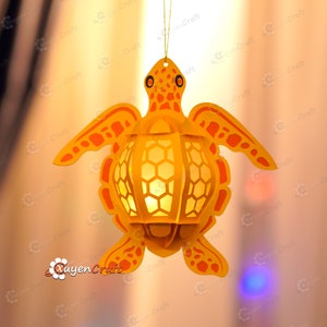 Lanterna Tartaruga PDF, SVG, Modelli Studio - Lanterna di carta tartaruga per l'arredamento della camera dei bambini, Regali fai da te per bambini, Regalo pescatore fai da te