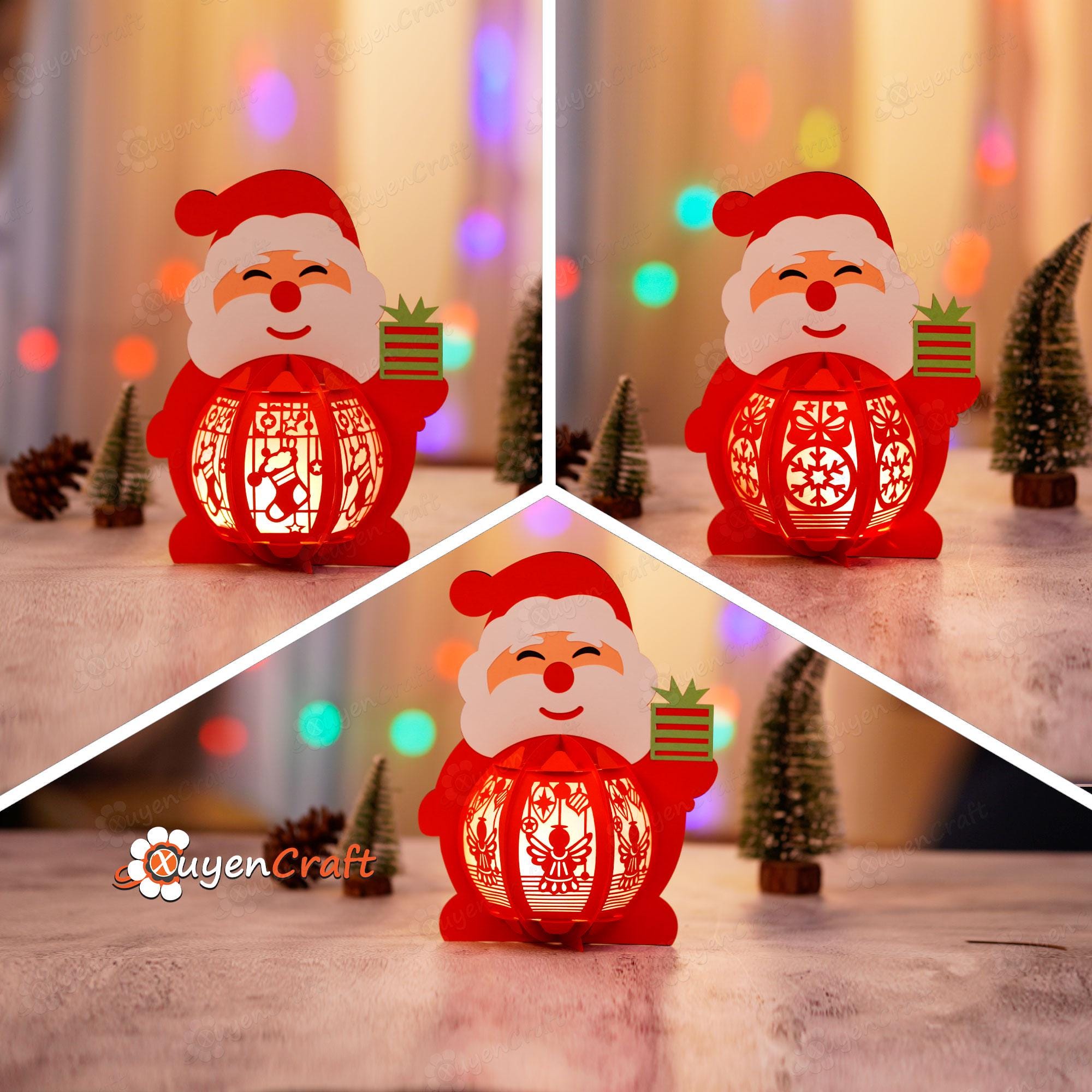 Set 3 Santa Claus Lantern PDF, SVG, Studio Templates for You DIY