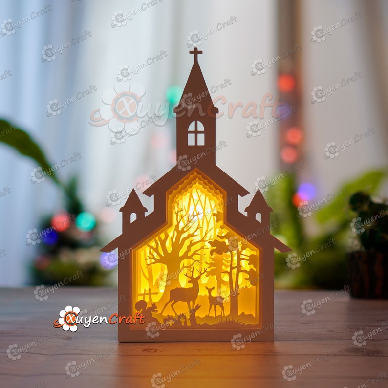 Christmas Church Shadow Box SVG, Paper Lantern, Cricut (Digital Download) image 4
