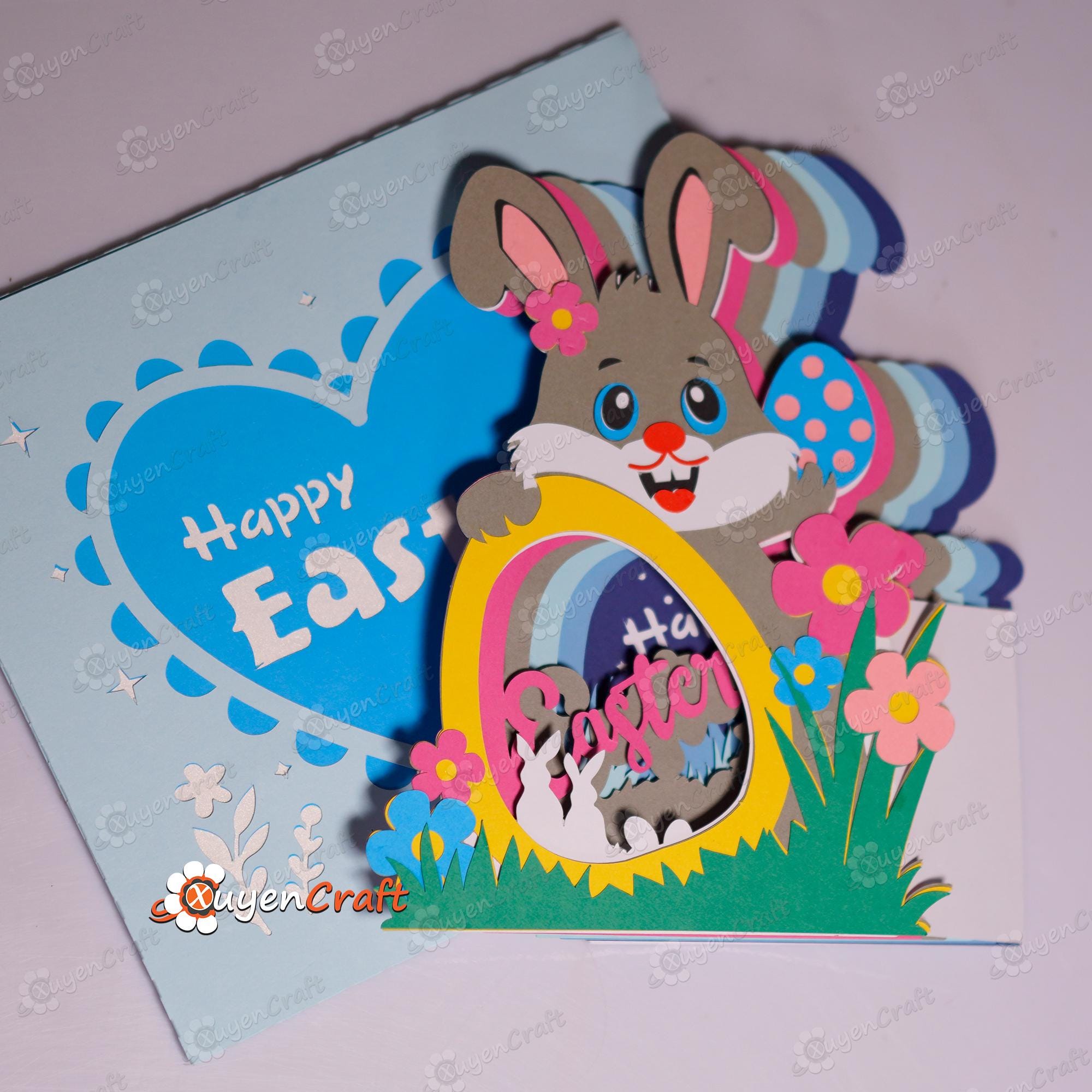 Easter Bunny 3D Pop-up Card SVG Template for Cricut & Cameo - Etsy ...