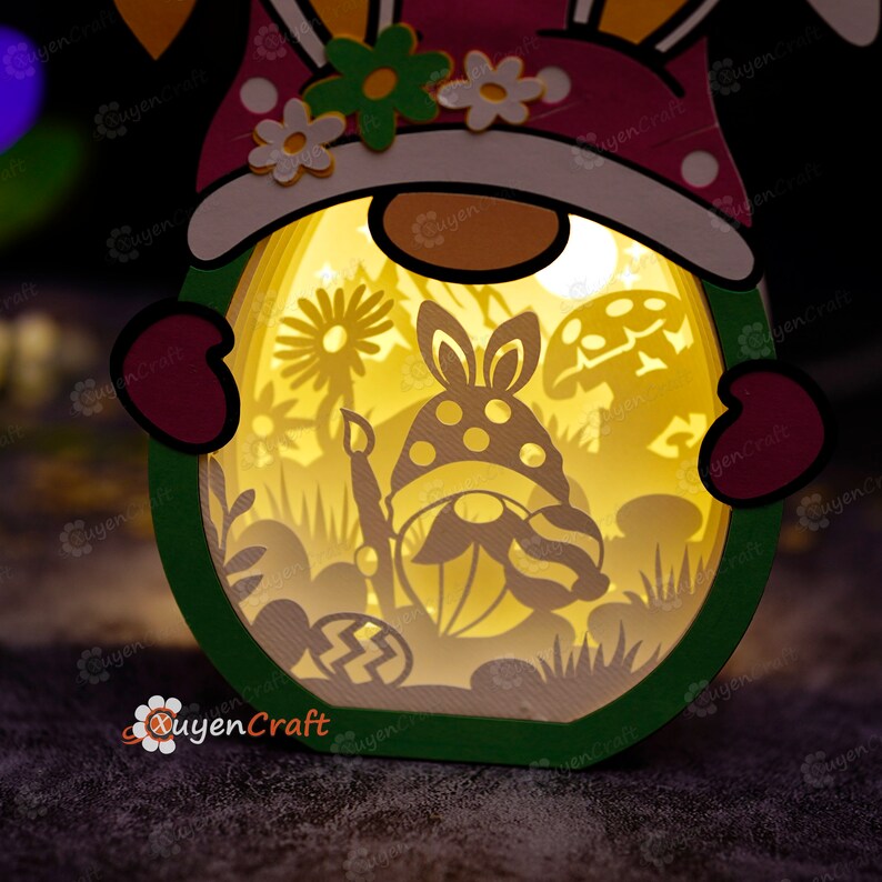Easter Gnome Shadow Box SVG, Light Box for Cricut, 3D Layered Paper ...