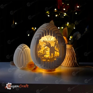 DIY Baryonyx Dinosaur Egg Pop Up SVG Plantilla Compatible con Cricut, Cameo 4, Scanncut / Diy regalos para niños, Art night lights papercraft