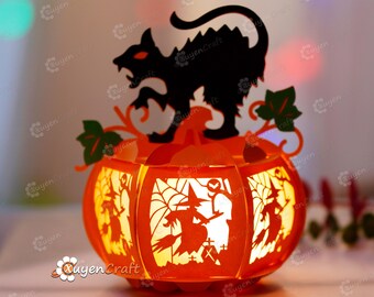 ハレハレ猫(白猫)＋猫かぼちゃランタン(オレンジ) ハロウィンセット ハレハレ猫(白猫)＋猫かぼちゃランタン(オレンジ) ハロウィン