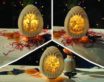 Easter Bunny Pop Up Egg SVG Template – 3D Shadow Box (Digital Download)
