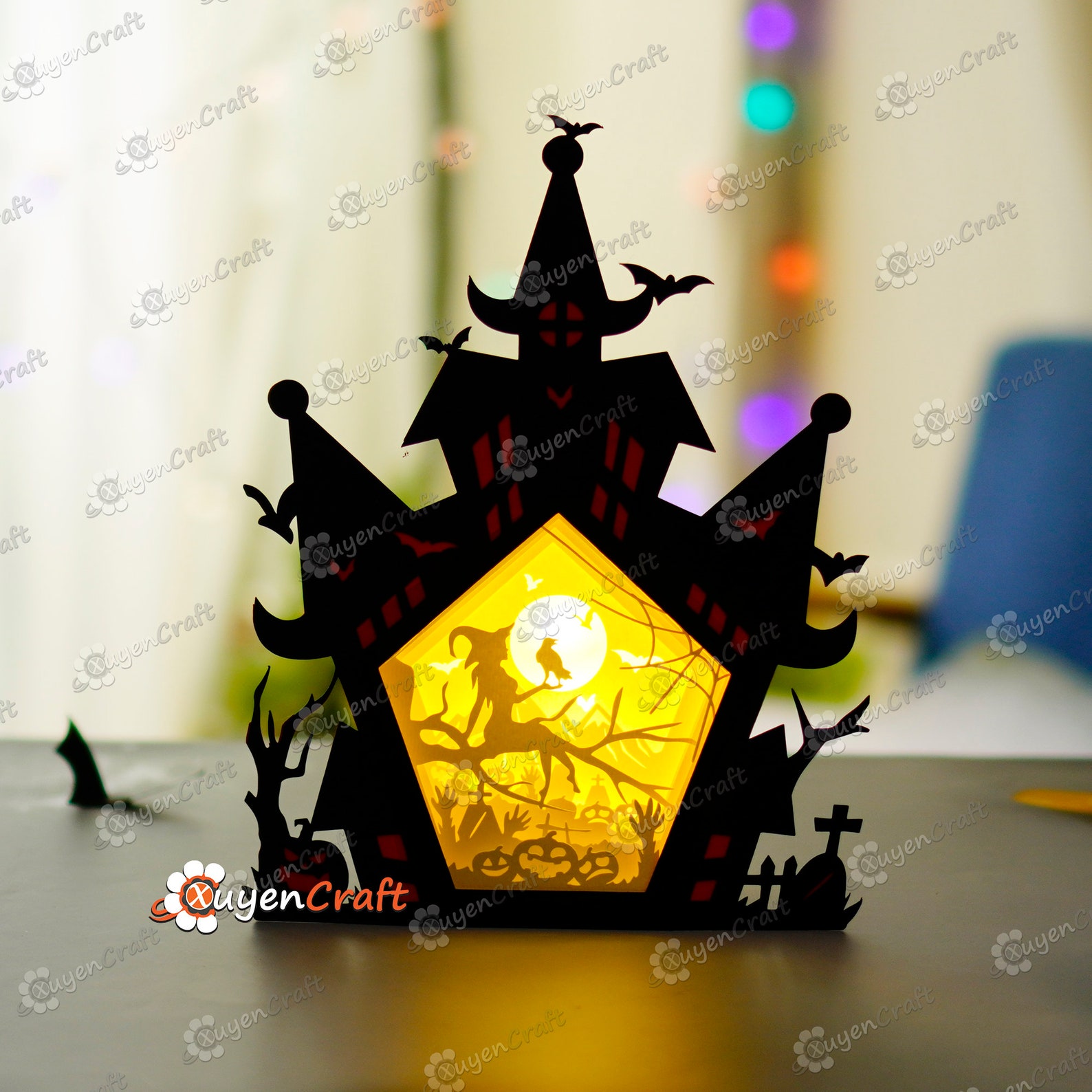 Witch & Crow Haunted House Shadow Box, Halloween DIY SVG PDF (digital ...