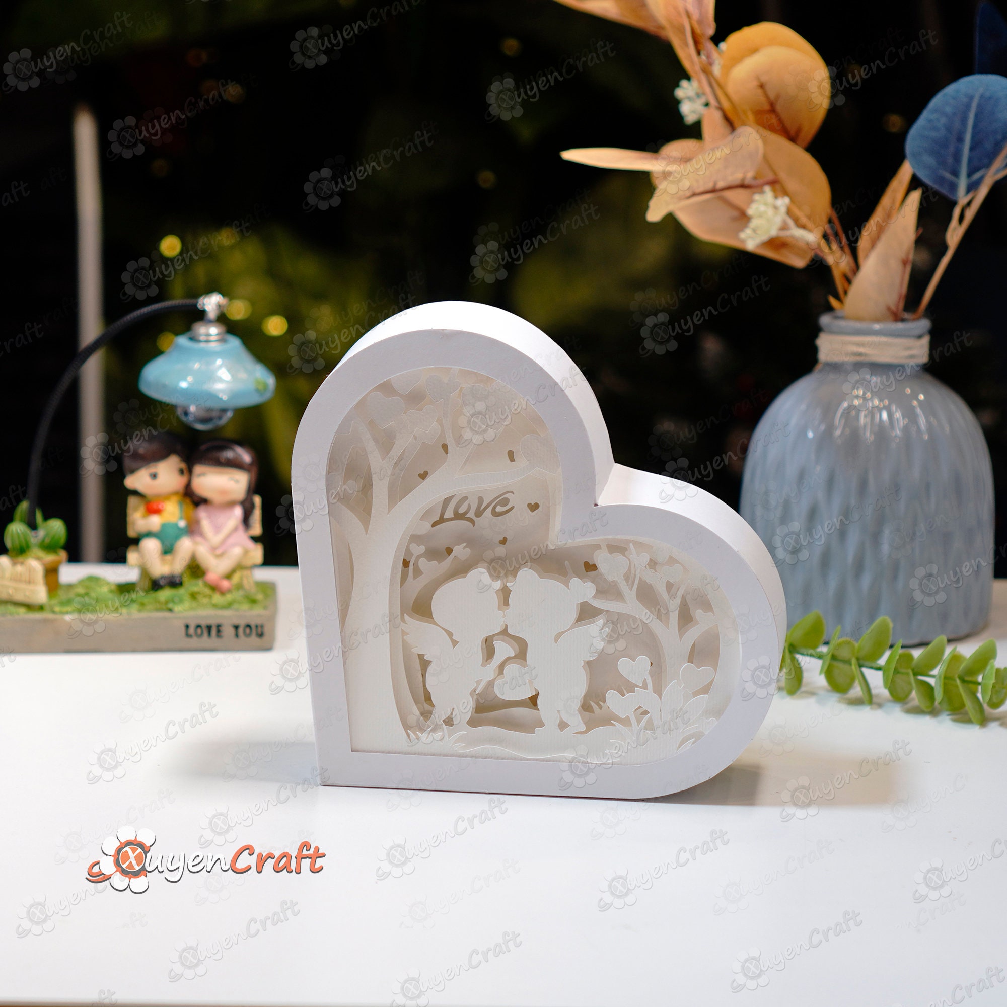 Cupid Valentin Heart Lanterns Shadow Box SVG for Cricut Projects ...