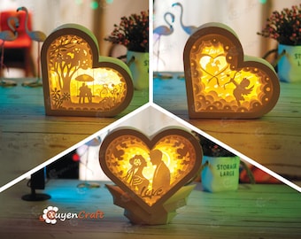 Heart Shadow Box SVG Templates, Valentine's Day DIY Gift (svg, pdf)