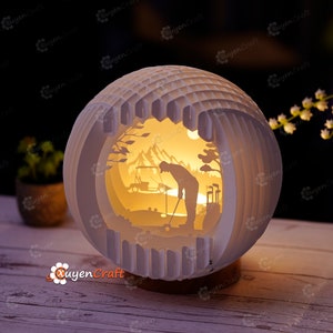 Golfer Sphere Popup PDF, SVG Template for Cricut Projects - Golf Pop Up Sliceform Paper Lantern, 3D Pop Up Card Silhouette