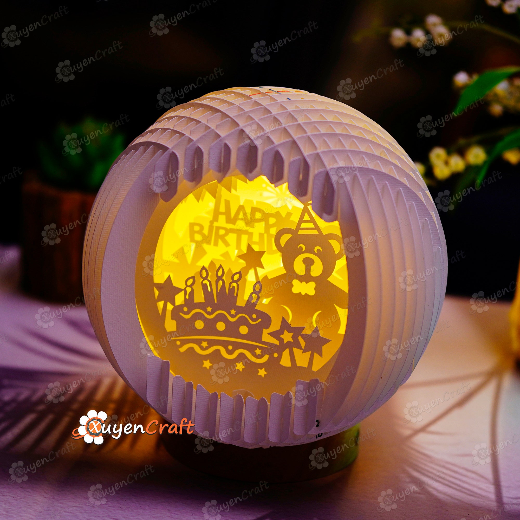 Teddy Bear Birthday Sphere, 3D Pop-up Card SVG (digital Download) - Etsy
