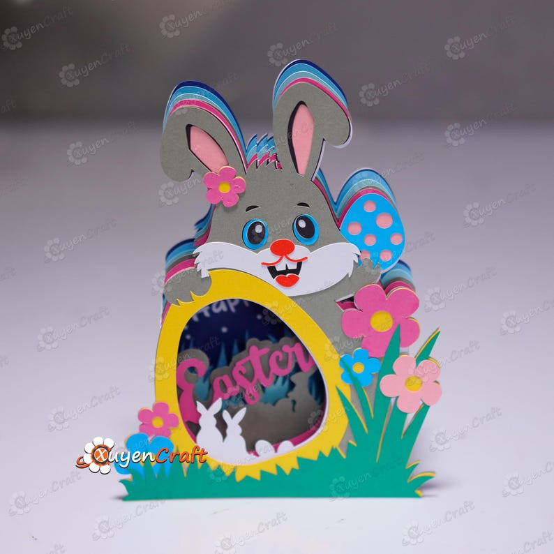 Easter Bunny 3D Pop-up Card SVG Template for Cricut & Cameo - Etsy