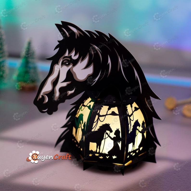 Set 3 Horse Head Lantern SVG, Studio, PDF Templates DIY Horse Lantern
