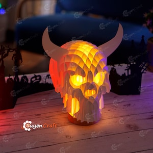 Cranio pop-up PDF, modello SVG, Halloween Skull Sliceform pop-up SVG per progetti Cricut, Cameo4, ScanNcut, Papercraft Skull 3D Lantern Paper