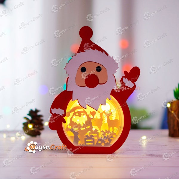 Christmas Santa Shadow Box PDF, SVG Light Box for Cricut Projects, ScanNcut, Cameo4 - DIY Paper Lantern - Paper Cut Template For Christmas Christmas Santa Shadow Box PDF, SVG Light Box for Cricut Projects, ScanNcut, Cameo4 - DIY Paper Lantern - Paper Cut Template For Christmas