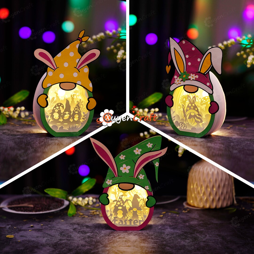 Easter Gnome Shadow Box SVG, Light Box for Cricut, 3D Layered Paper ...