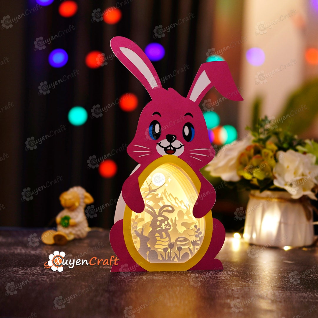 Bunny Hug Egg Lantern - Easter Egg Shadow Box SVG for Cricut Projects ...