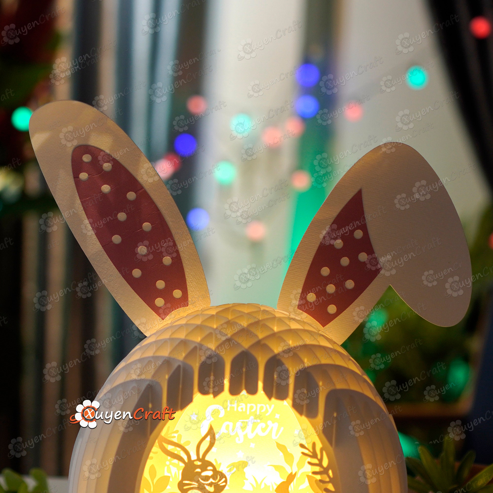 Easter Bunny Shadow Box Template, Rabbit Holding Egg SVG, Cricut (PDF ...