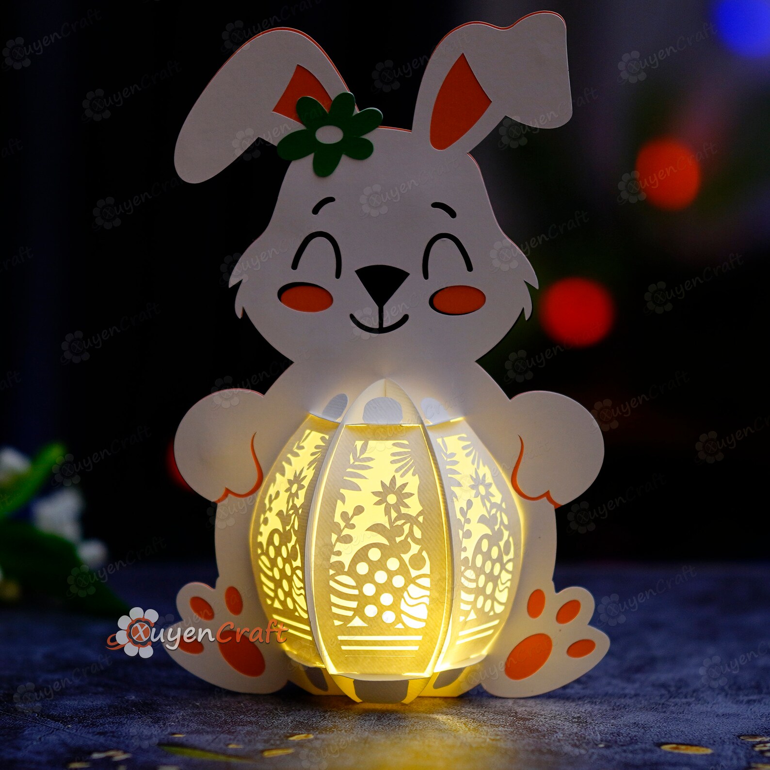Paper Rabbit Latern Bunny Easter Egg Lantern Template, DIY Paper Cut (PDF, SVG, Studio) - Etsy