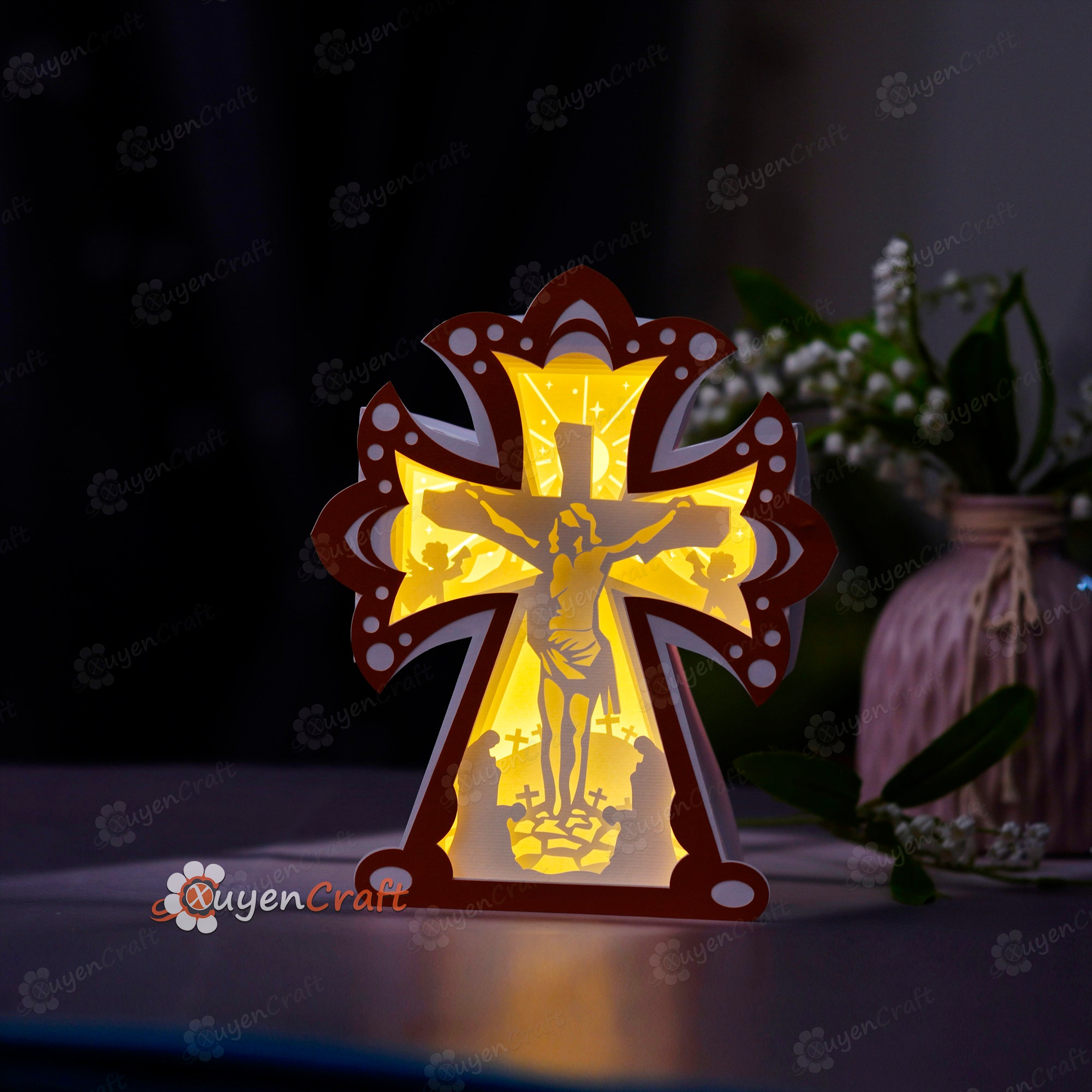 Jesus on Cross Shadow Box, DIY Paper Cut Lightbox (PDF, SVG) - Etsy