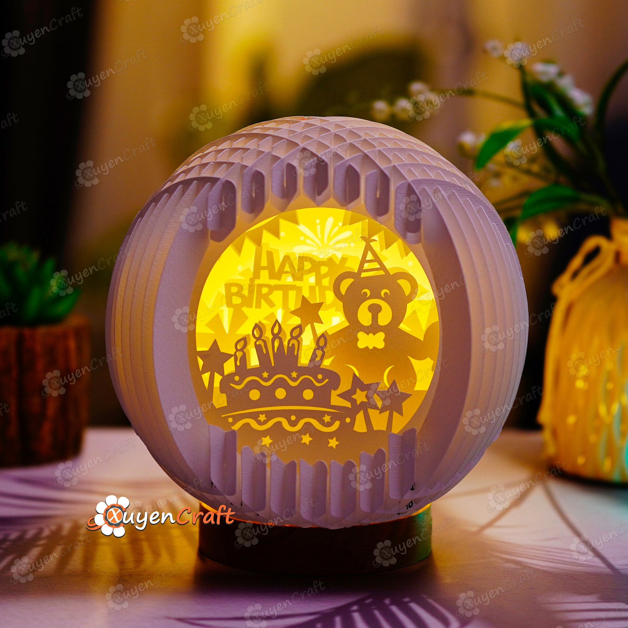 Teddy Bear Birthday Sphere, 3D Pop-up Card SVG (digital Download) - Etsy