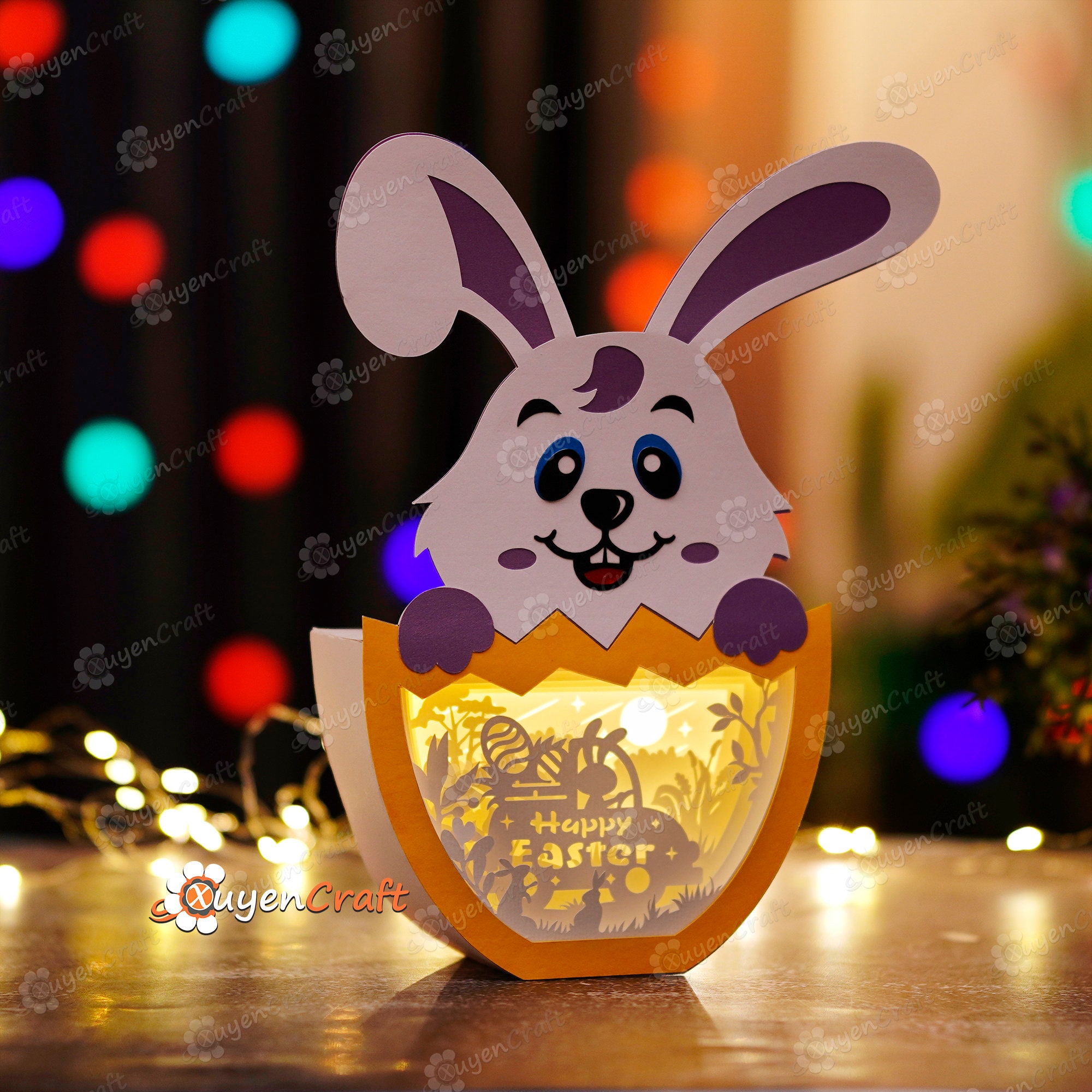 Bunny Easter Egg Shadow Box SVG - 3D Paper Lantern (pack of 3) (digital ...