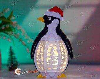 【お値下げしました！】プレゼントを届けるペンギンさんのクリスマスオーナメント① Xmasオーナメント サンタさん 全長約20cm｜アミブルージュ