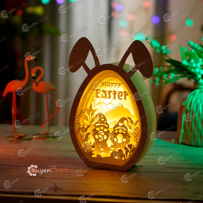 Easter Egg Shadow Box SVG, Bunny Lantern Paper Cut Template (pack 3) - Etsy