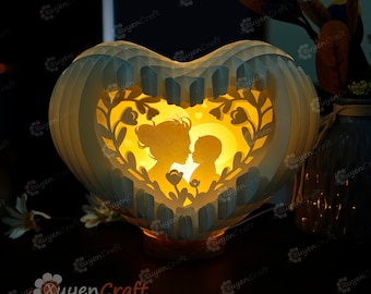 Mothers Day SVG Template for creating Mom&#39;s Day Pop Up Card vs 3D Heart Pop up Lighting Shadow Papercut, DIY Mothers day gift 3d cricut svg