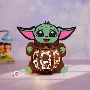 Yoda Lantern SVG, Studio, Modèles PDF pour vous Lanterne Grogu DIY pour décoration de chambre d'enfant, Cadeaux bricolage pour enfants