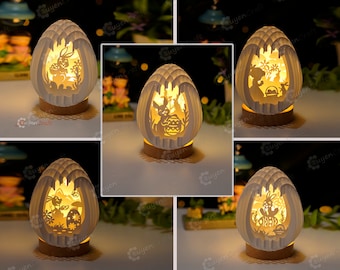 Pack 5 Ostereier Pop Up PDF, SVG-Vorlage Kompatibel mit Cricut Joy, Cameo4, ScanNcut... Easter Sphere Popup - Globe Popup Lightbox