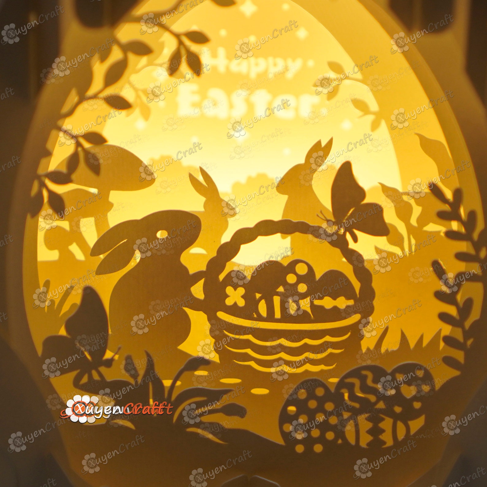 Easter Bunny Pop up Card SVG Template, DIY Shadow Box Lightbox - Etsy