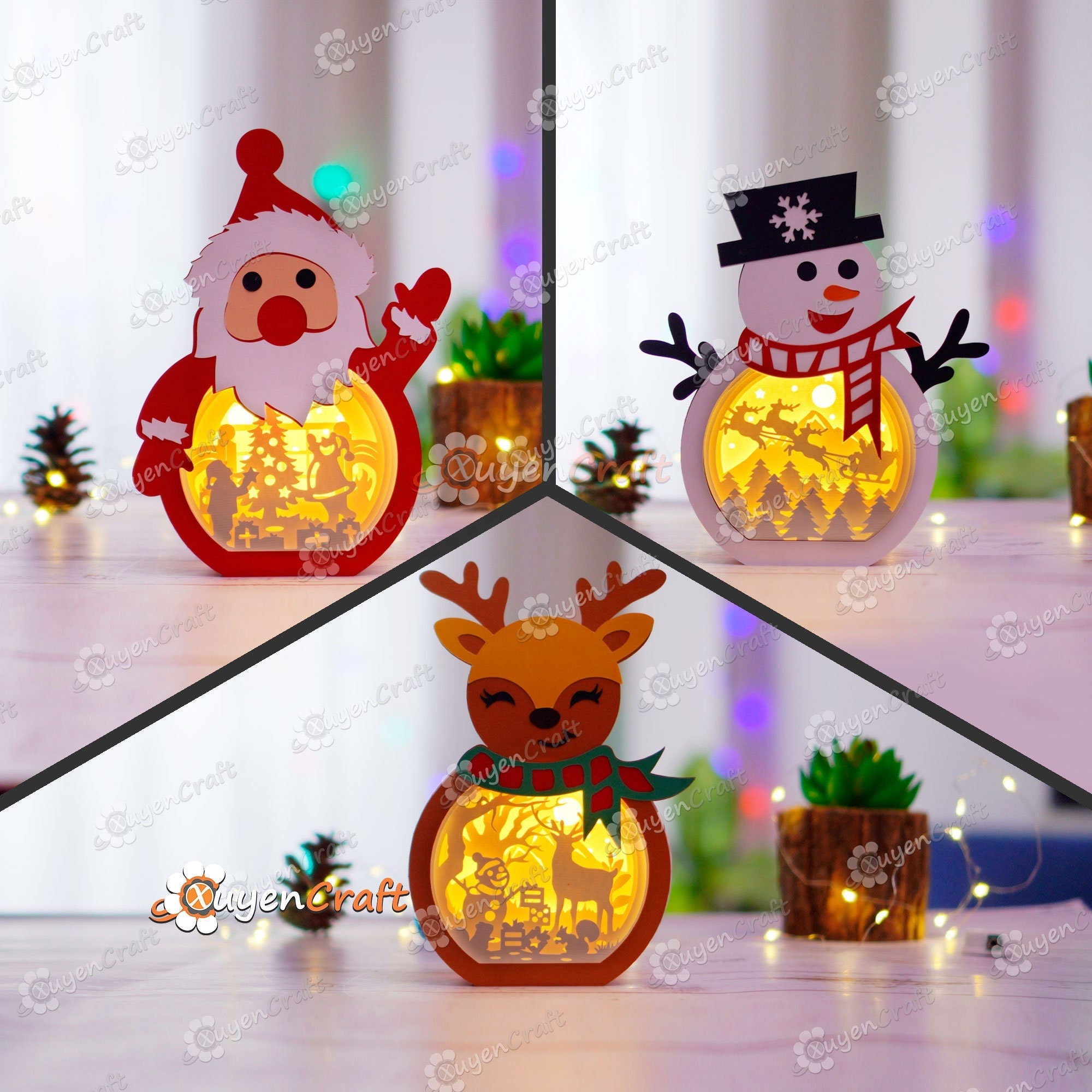 Second Ave Weihnachtskarte Für Väter – Mit Weihnachtsmann, Rentier, Schneemann, 145x145 Mm, Inkl. Umschlag