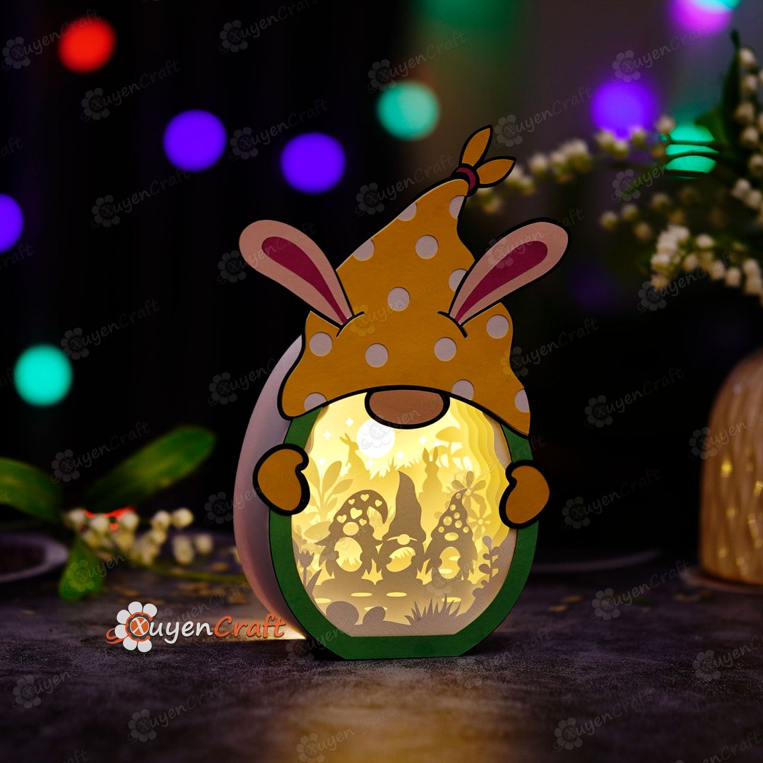 VER 3 Easter Gnome Shadow Box PDF, SVG Light Box for Cricut Projects ...