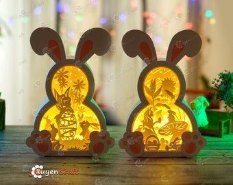 Cute Rabbit Easter Carrot Shadow Box SVG for Cricut Projects - Easter ...